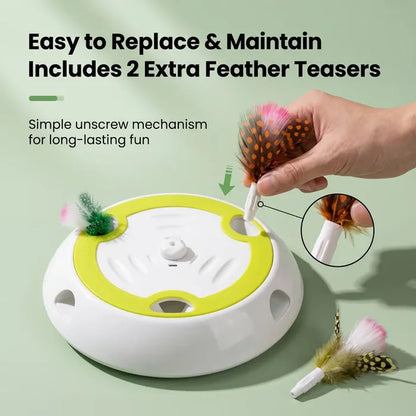 Interactive Whack-A-Mole Cat Toy, Smart Motion Activated Cat Toy with 3 Replacement Feathers