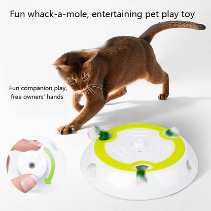 Interactive Whack-A-Mole Cat Toy, Smart Motion Activated Cat Toy with 3 Replacement Feathers